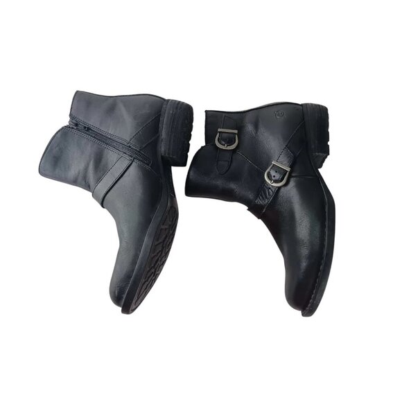Born Womens Boot Size 8 Short Western Bootie Black Leather Strap Buckles - Picture 6 of 13